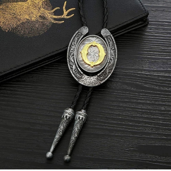 Letter Initial letter 40" bolo tie.  ALL LETTERS AVAILABLE ASK 4 YOUR LETTER - Picture 1 of 7